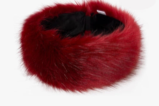 Cranberry Fur Head Wrap