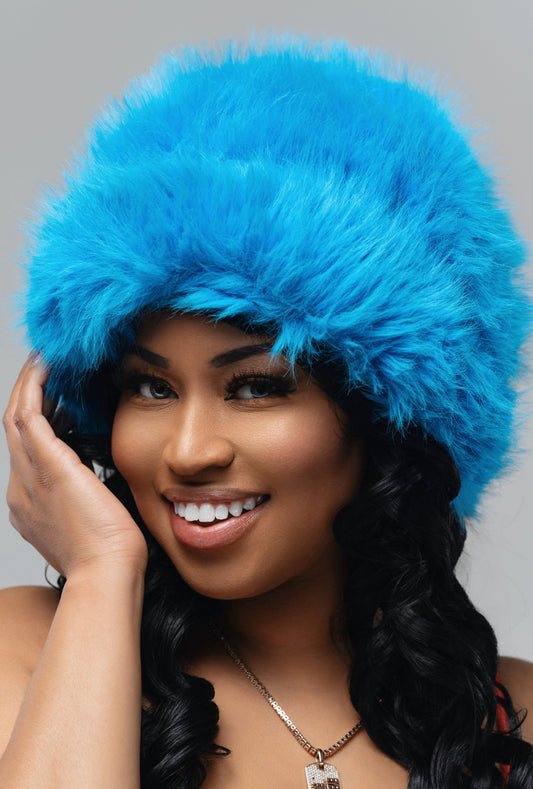 Carolina Panther Blue Fur Hat