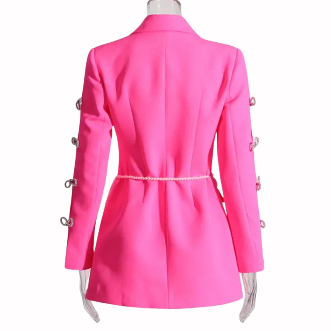 Poppin Pink & Pearls Blazer Dress